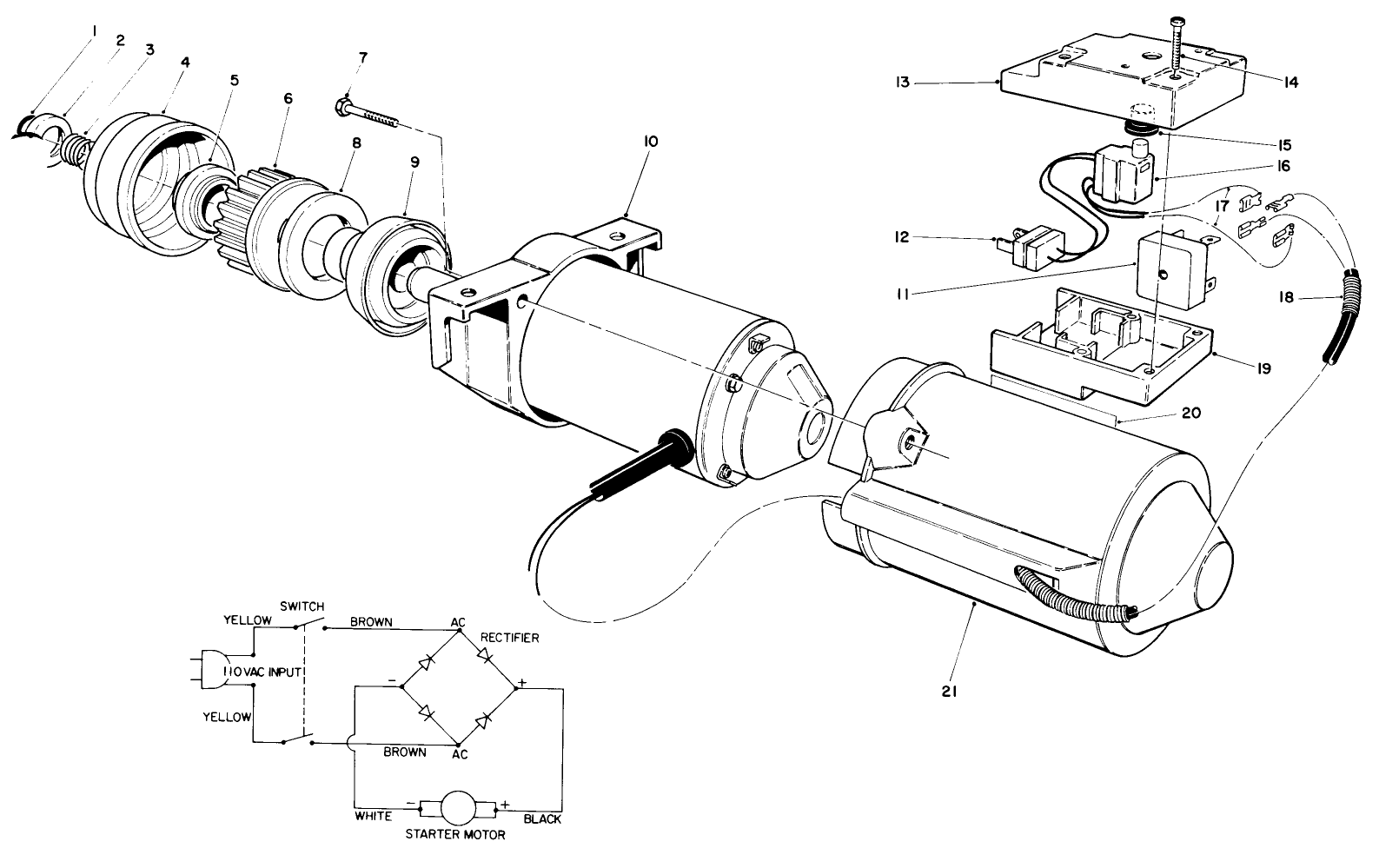 Starter Motor & Switch Housing Assembly