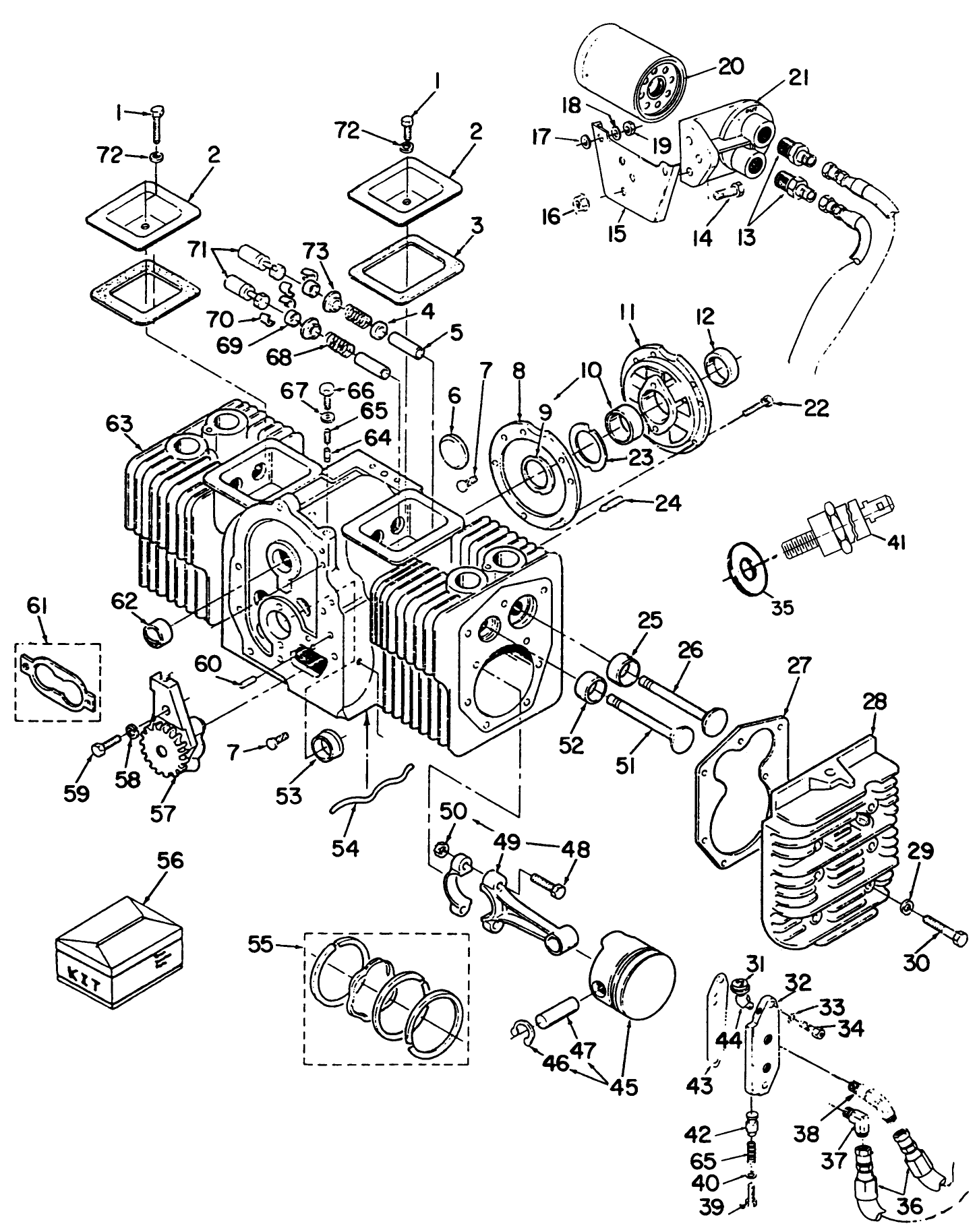 Cylinder Block Assembly-Engine, Onan Model No. P220g, Type No. 1/10808c