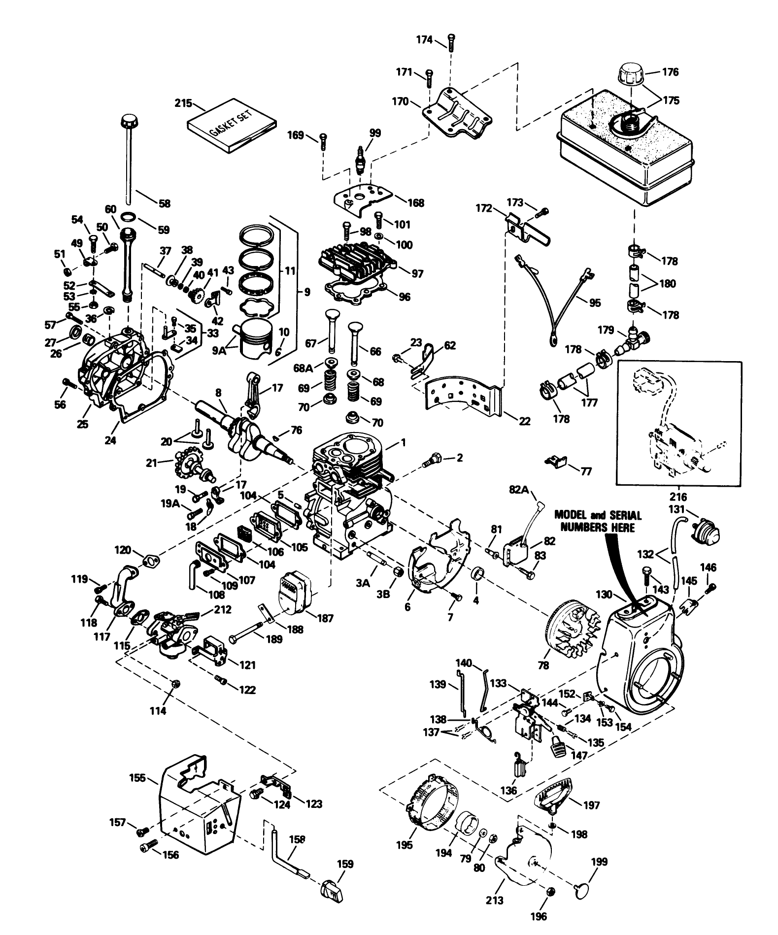 Engine Tecumseh Model No. Hm80-155337n