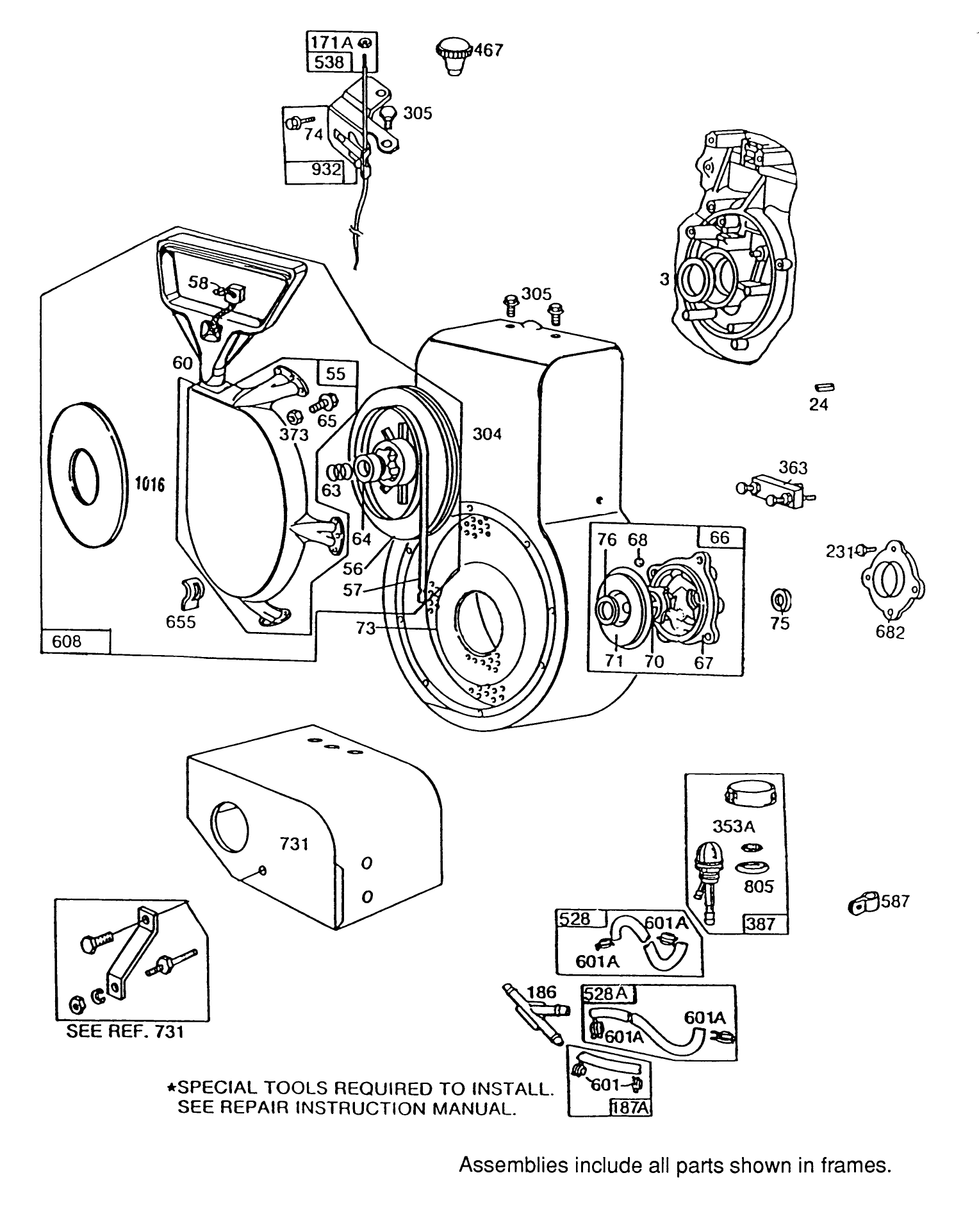 Engine Briggs & Stratton Model 252416 Type 0756-01 & 0757-01 (model No. 38580 & 38565)