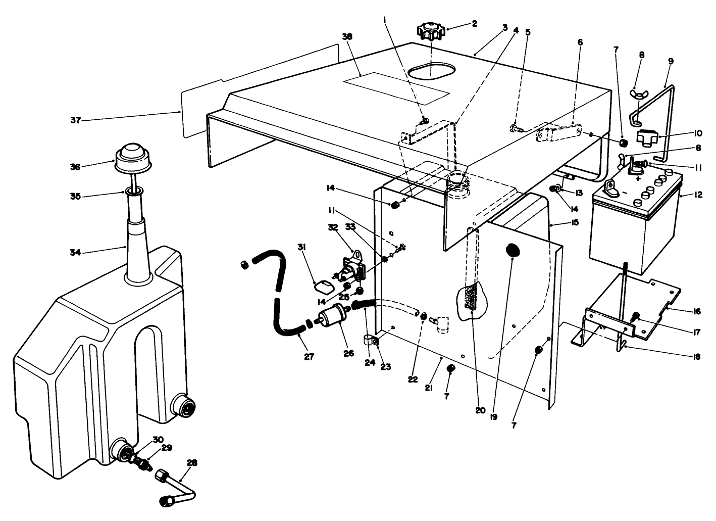 Hood-Gas & Hydraulic Tank Assembly