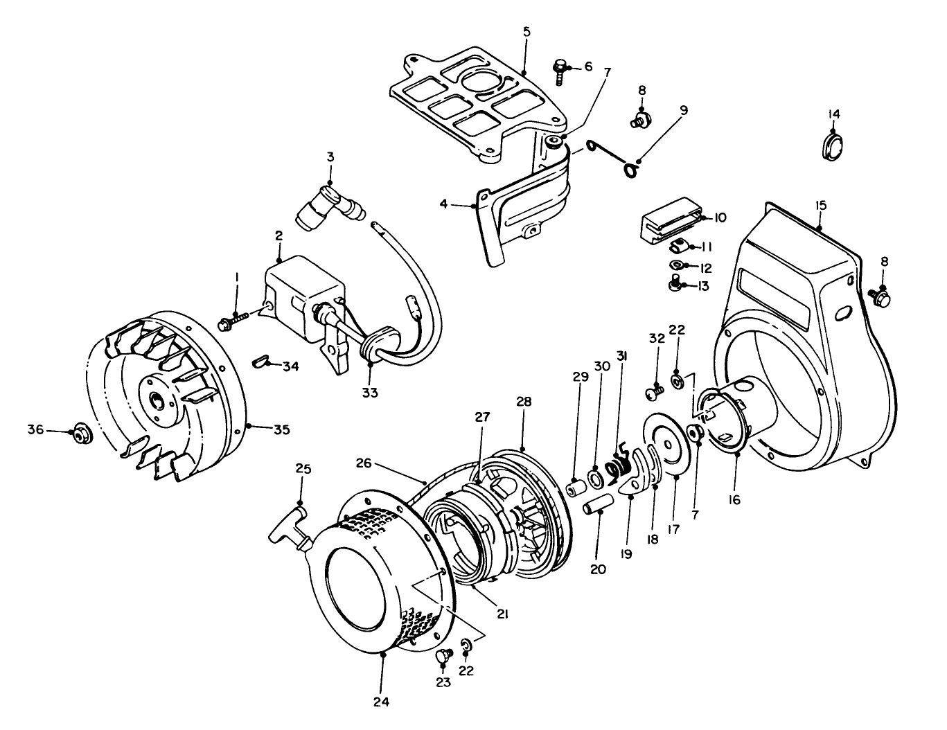Rewind Starter & Magneto Assembly