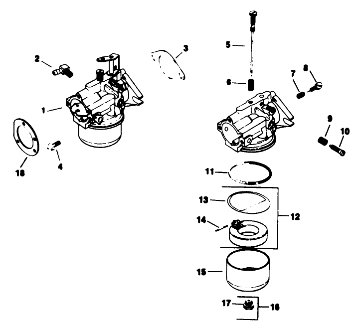 Carburetor-Engine Kohler Model No. M16s Spec No. 711512 (continued)