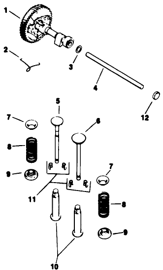 Camshaft & Valves-Kohler Engine Model No. M16 Spec. No. 711 526