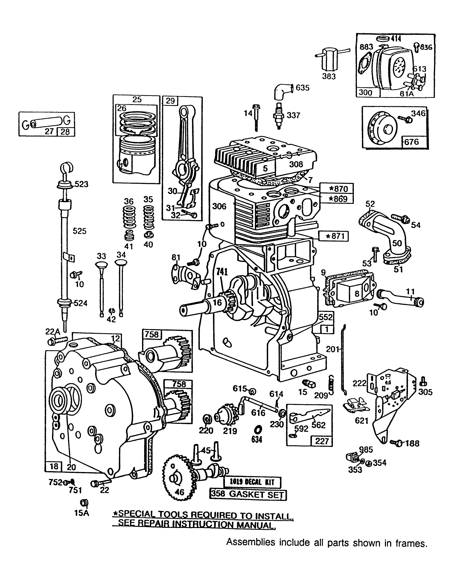 Engine Briggs & Stratton Model 252416 Type 0756-01 & 0757-01 (model No. 38580 & 38566)
