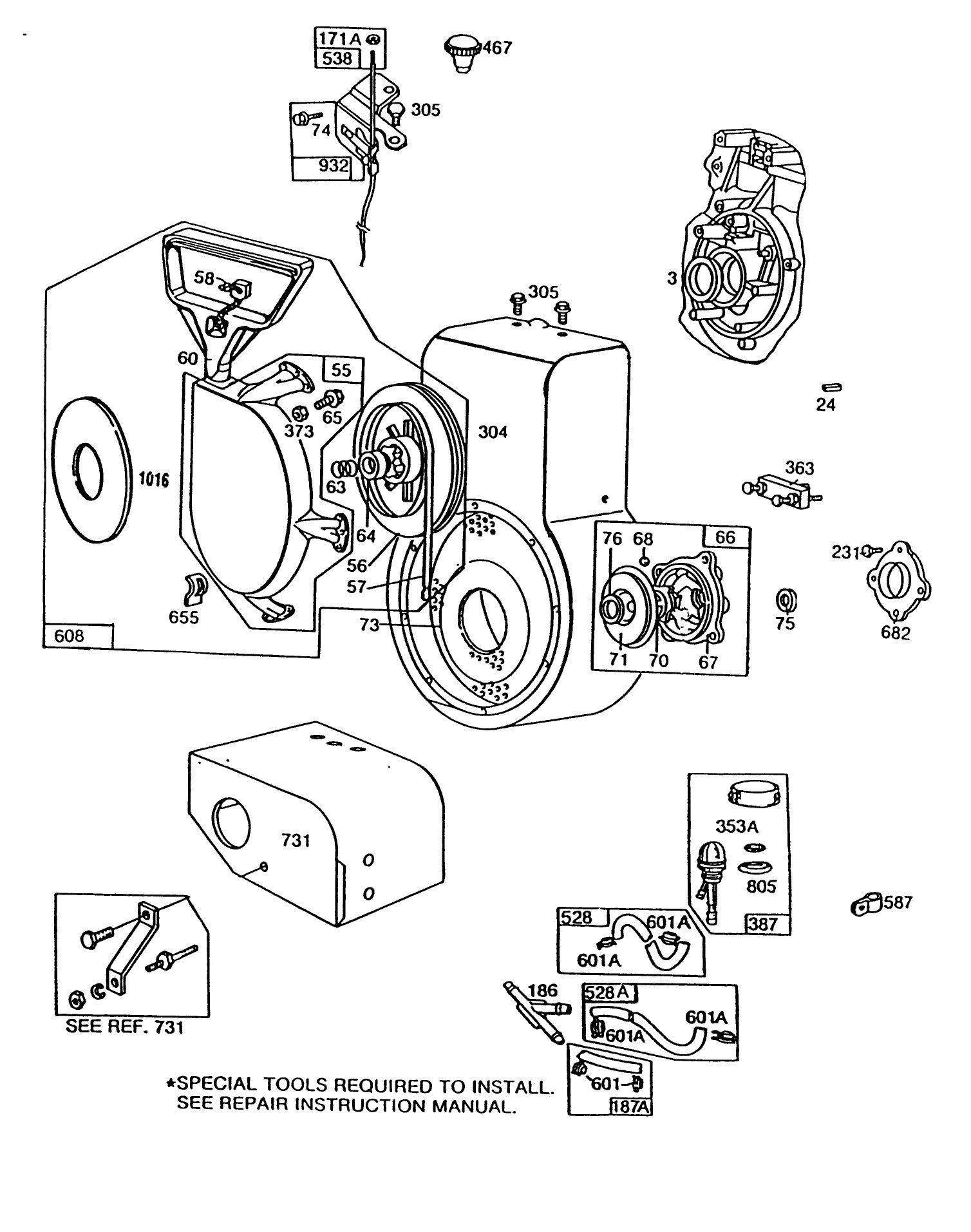 Engine Briggs & Stratton Model 252416 Type 0756-01 & 0757-01 (model No. 38580 & 38566)