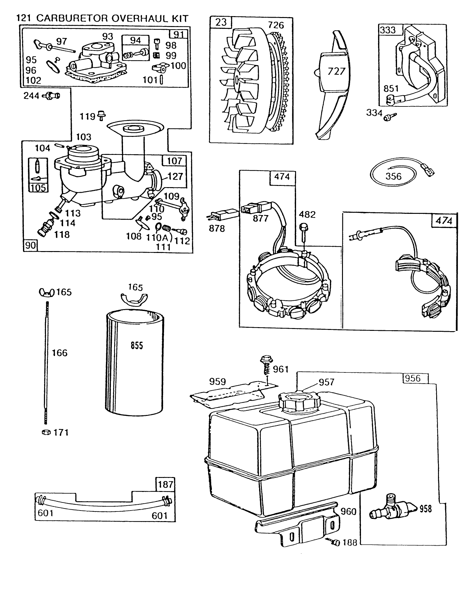 Engine Briggs & Stratton Model 252416 Type 0756-01 & 0757-01 (model No. 38580 & 38566)