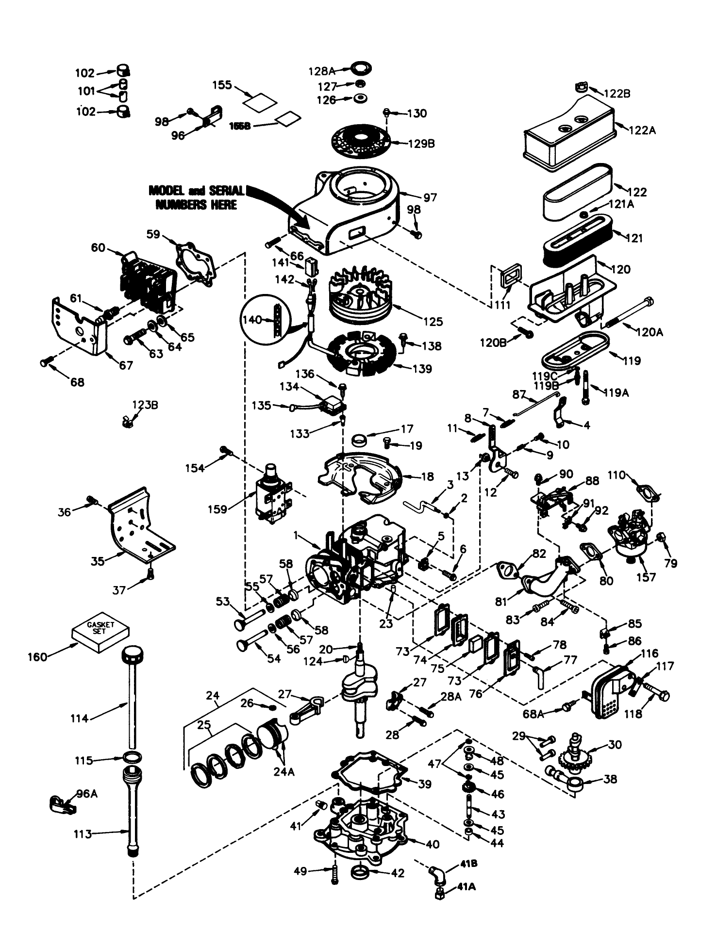 Engine Tecumseh Model No. Tvxl195-150218 (model 56127)