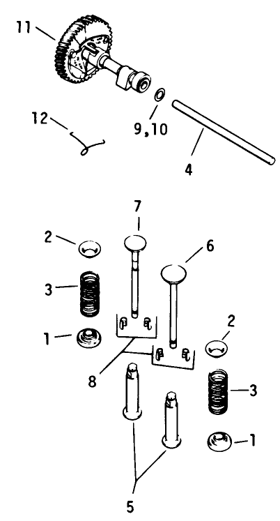 Camshaft & Valves-Engine Model No. K321s Spec. No. 60434