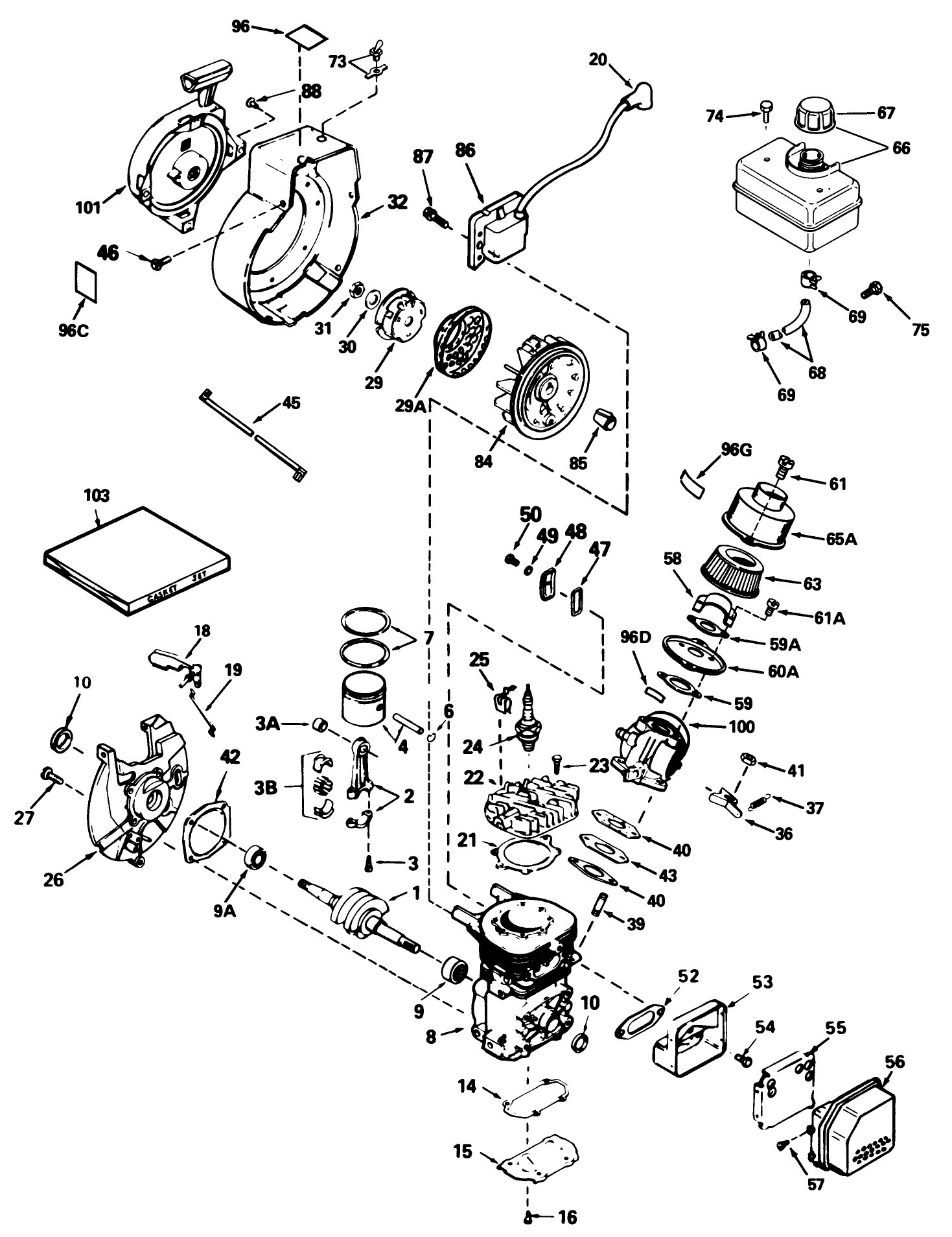 Engine Tecumseh Model No. Ah600-1654p