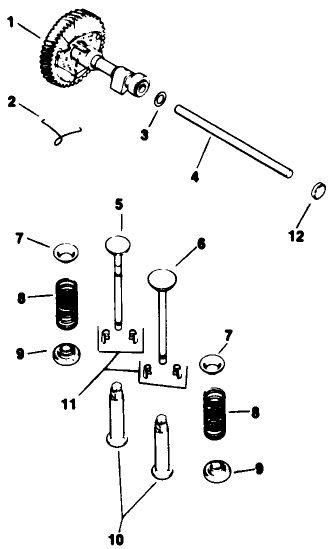 Camshaft & Valves-Engine Kohler Model No. M16 Spec. No. 711526