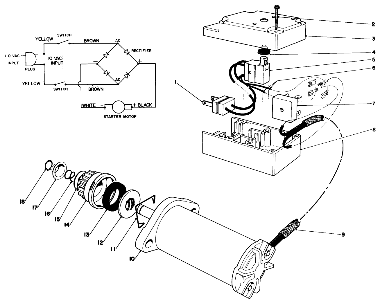 Starter Motor and Switch Assembly (model No. 38195 Only)