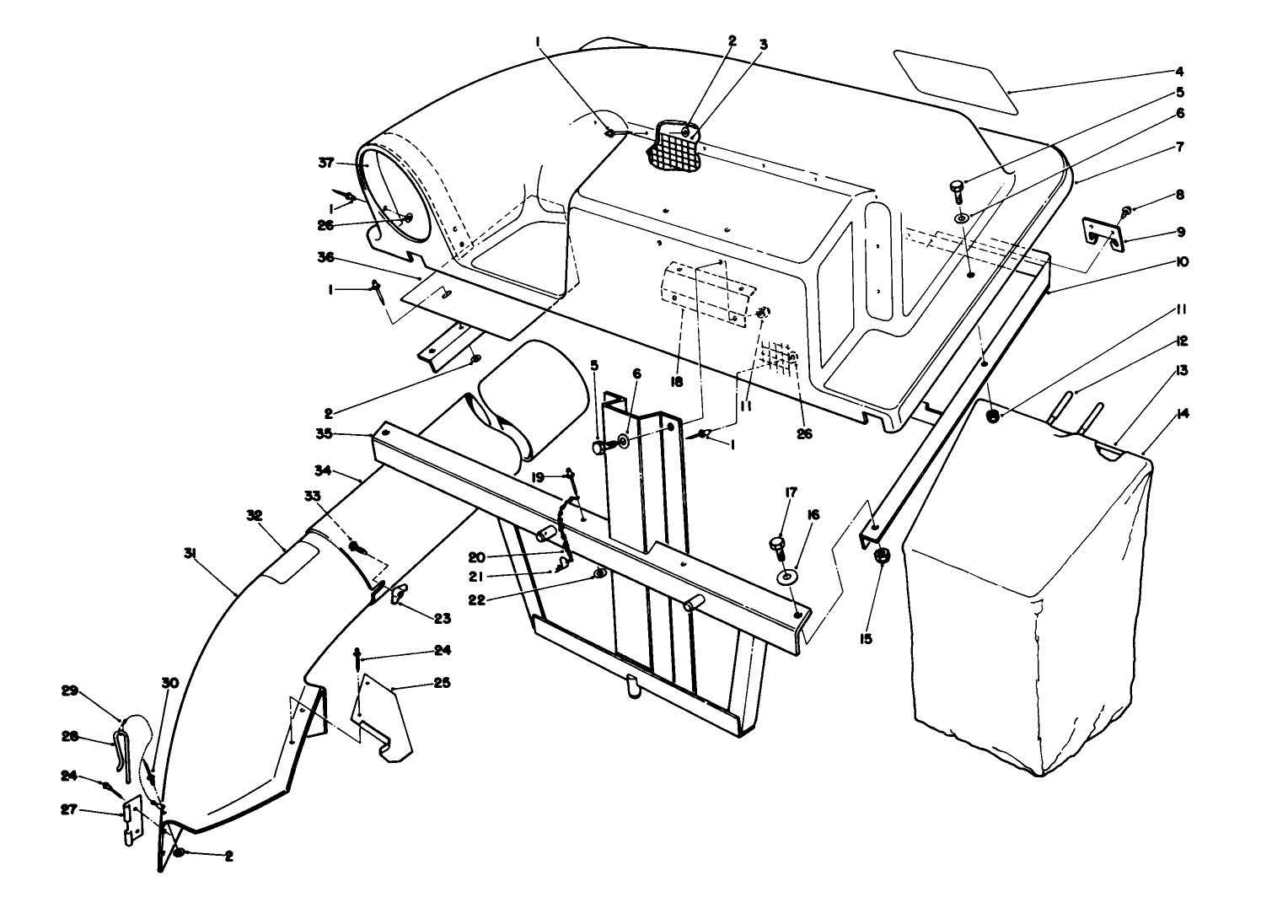 Twin Bagger Grass Catcher Model No. 59184 (optional)