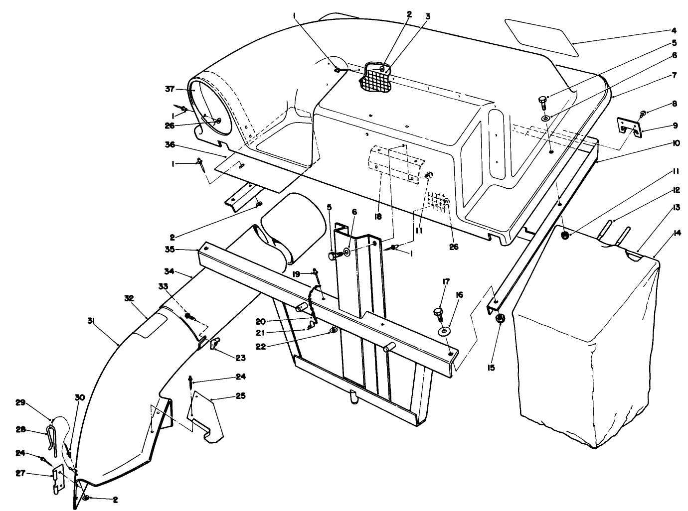 Twin Bagger Grass Catcher Model No. 59184 (optional)