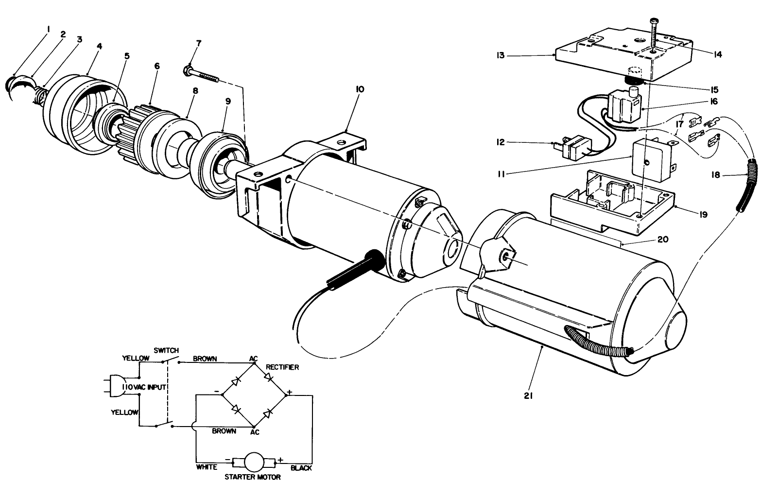 Starter Motor & Switch Housing Assembly
