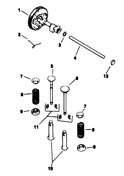 Camshaft & Valves-Engine Kohler Model No. M16qs Spec. No. 711563 & 711565