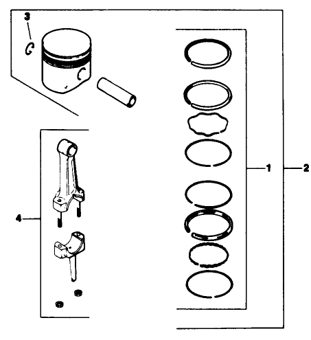 Piston & Rod-Engine Kohler Model No. M16qs Spec. No. 711563 & 711565 (continued)