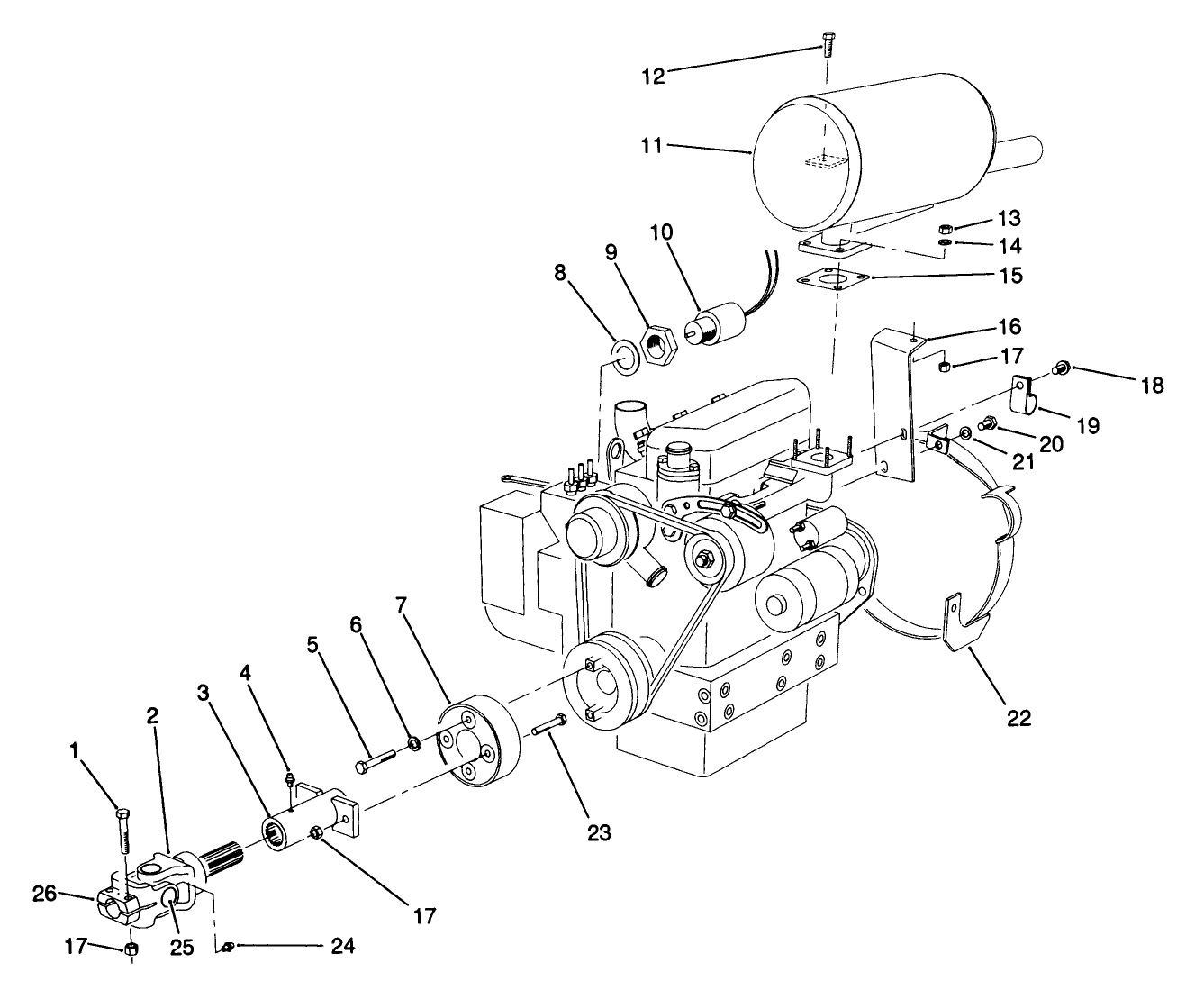 Muffler & Pump Drive Assembly