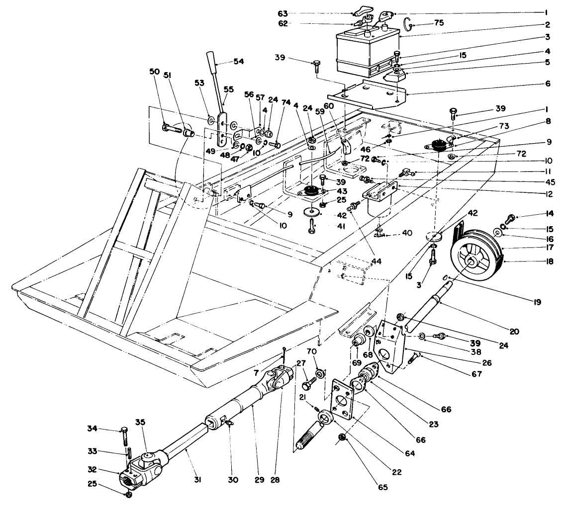 Power Take Off, Battery, And Engine Mount Assembly