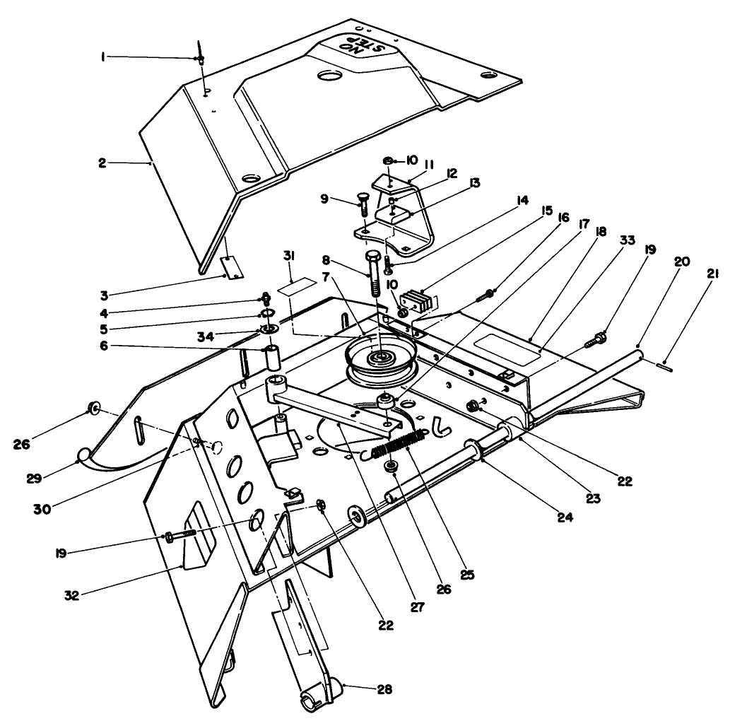 Center Deck Model No. 30592 Right Wing Assembly