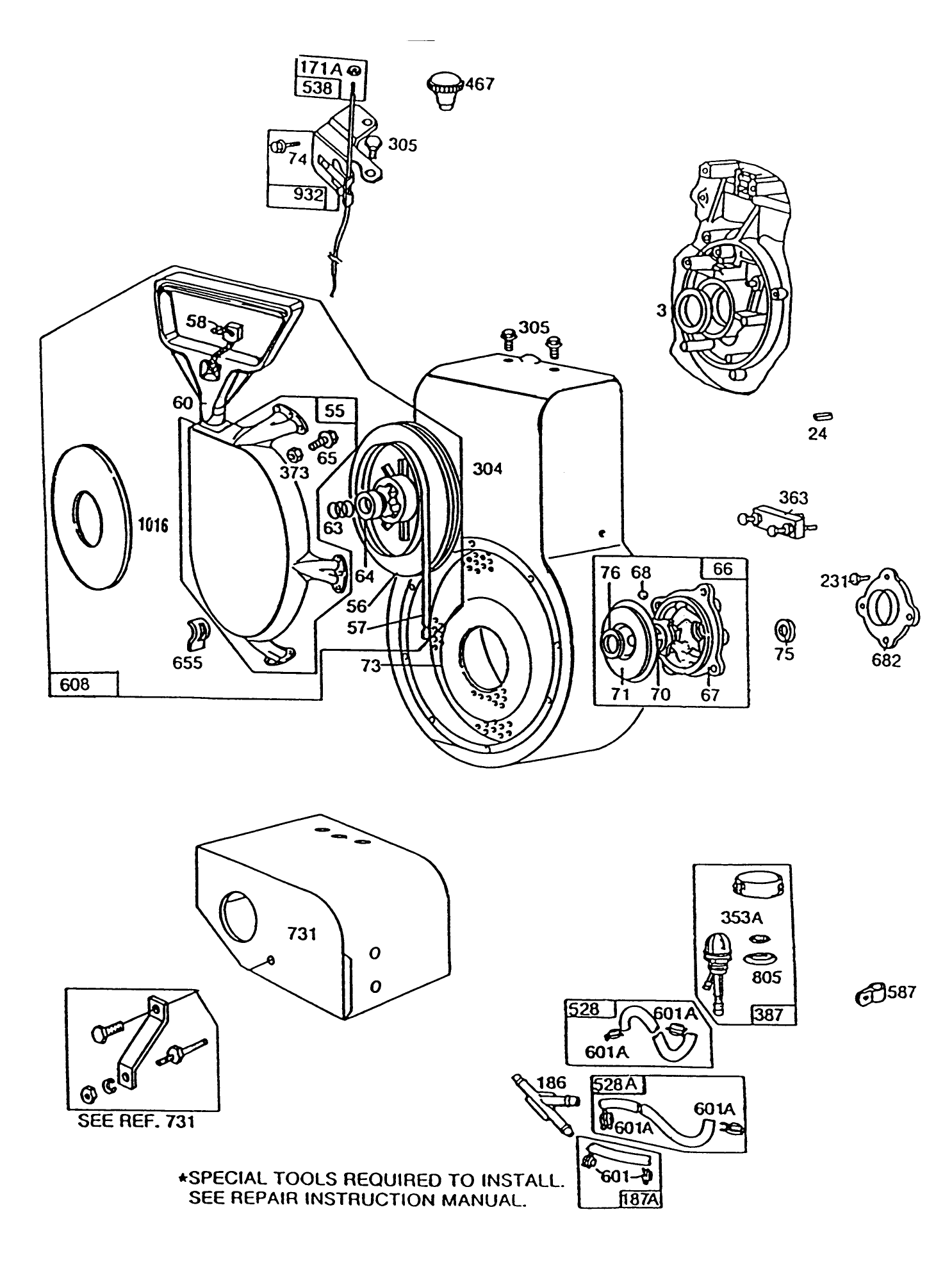 Engine Briggs & Stratton Model 252416 Type 0756-01 & 0757-01 (model No. 38580 & 38566)
