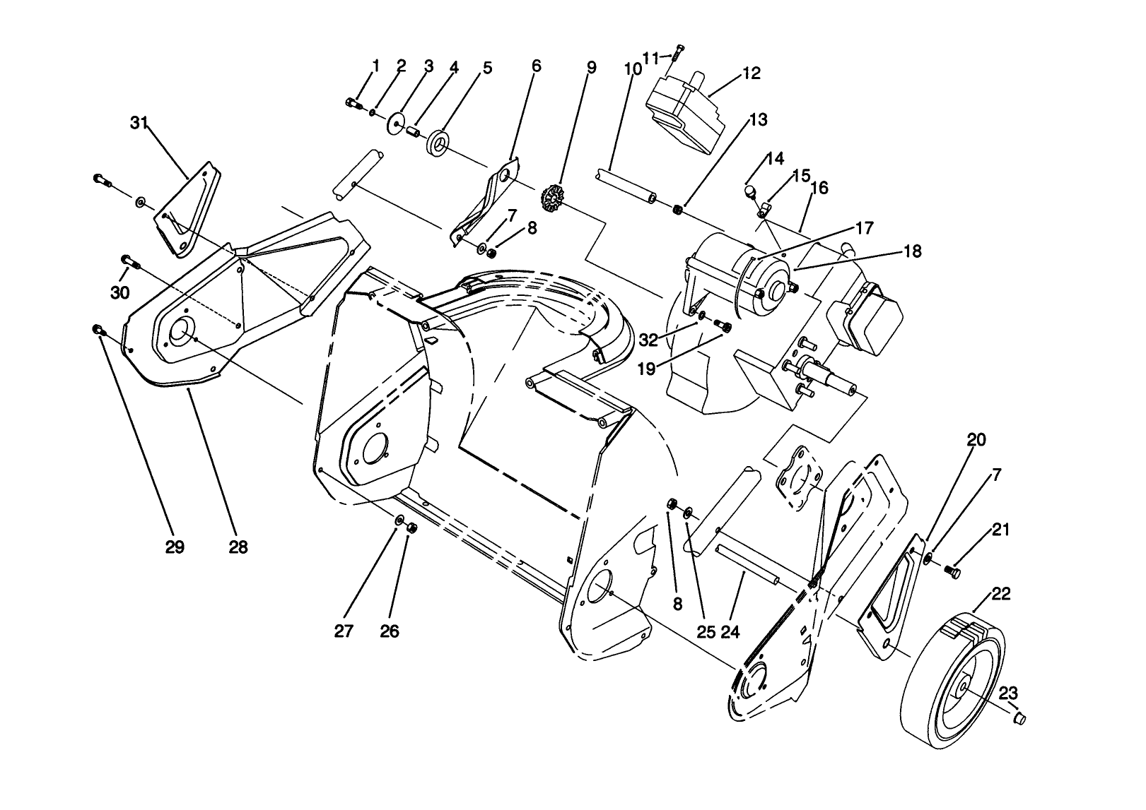 Engine and Wheel Assembly