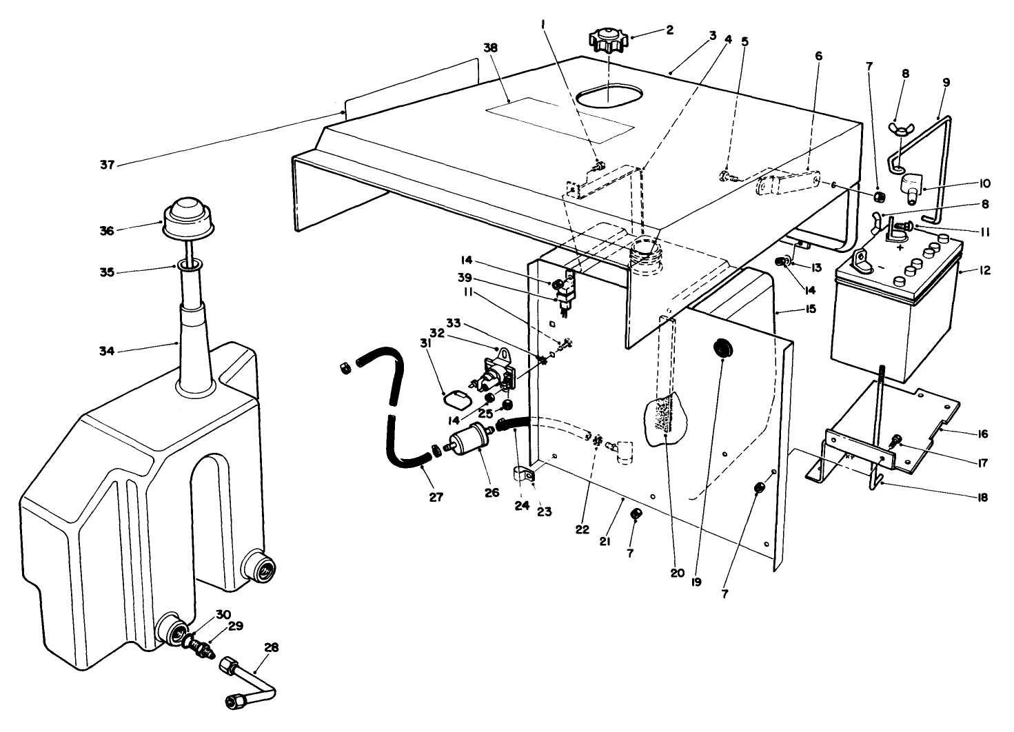 Hood-Gas & Hydraulic Tank Assembly