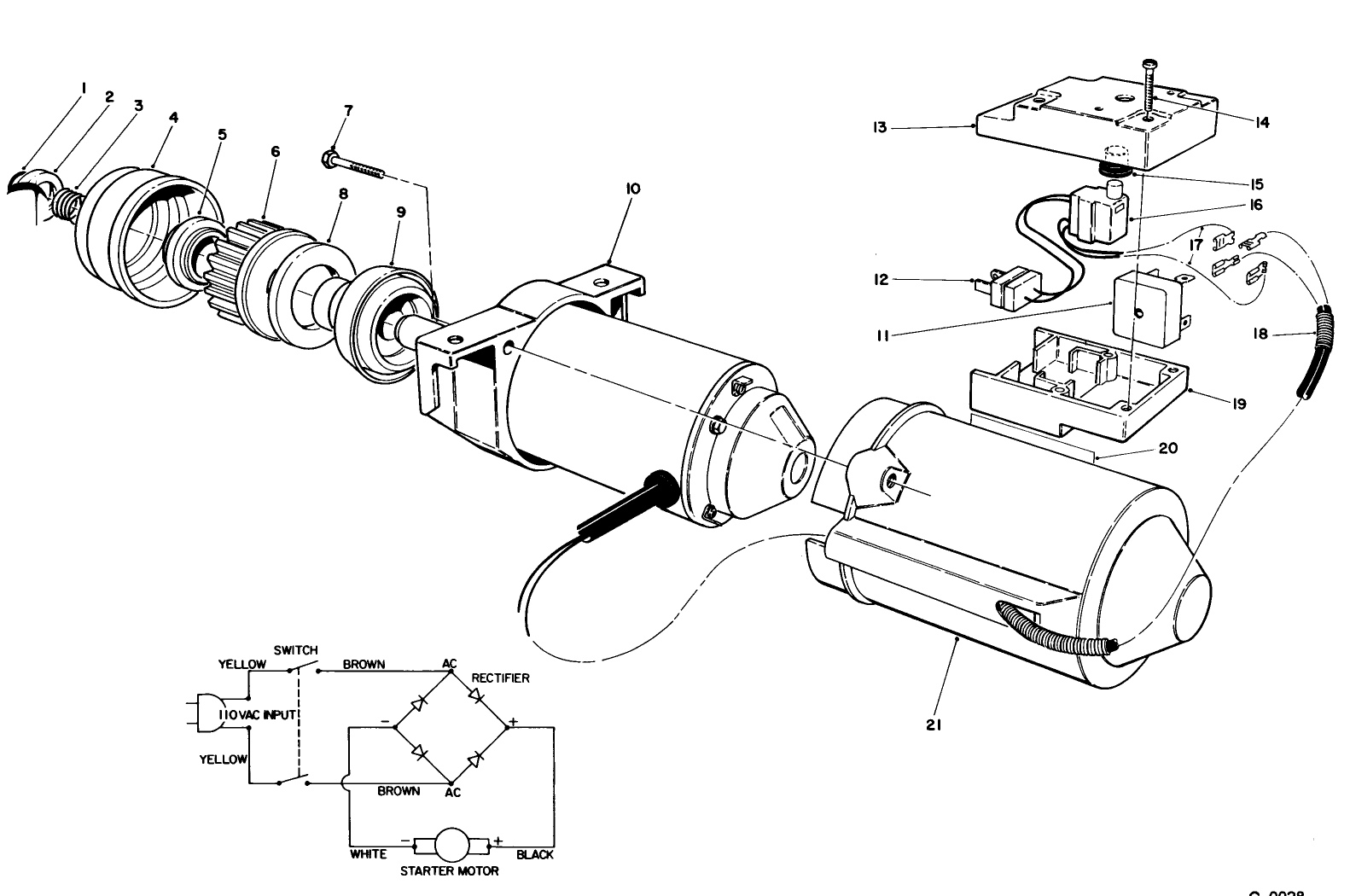 Starter Motor & Switch Housing Assembly