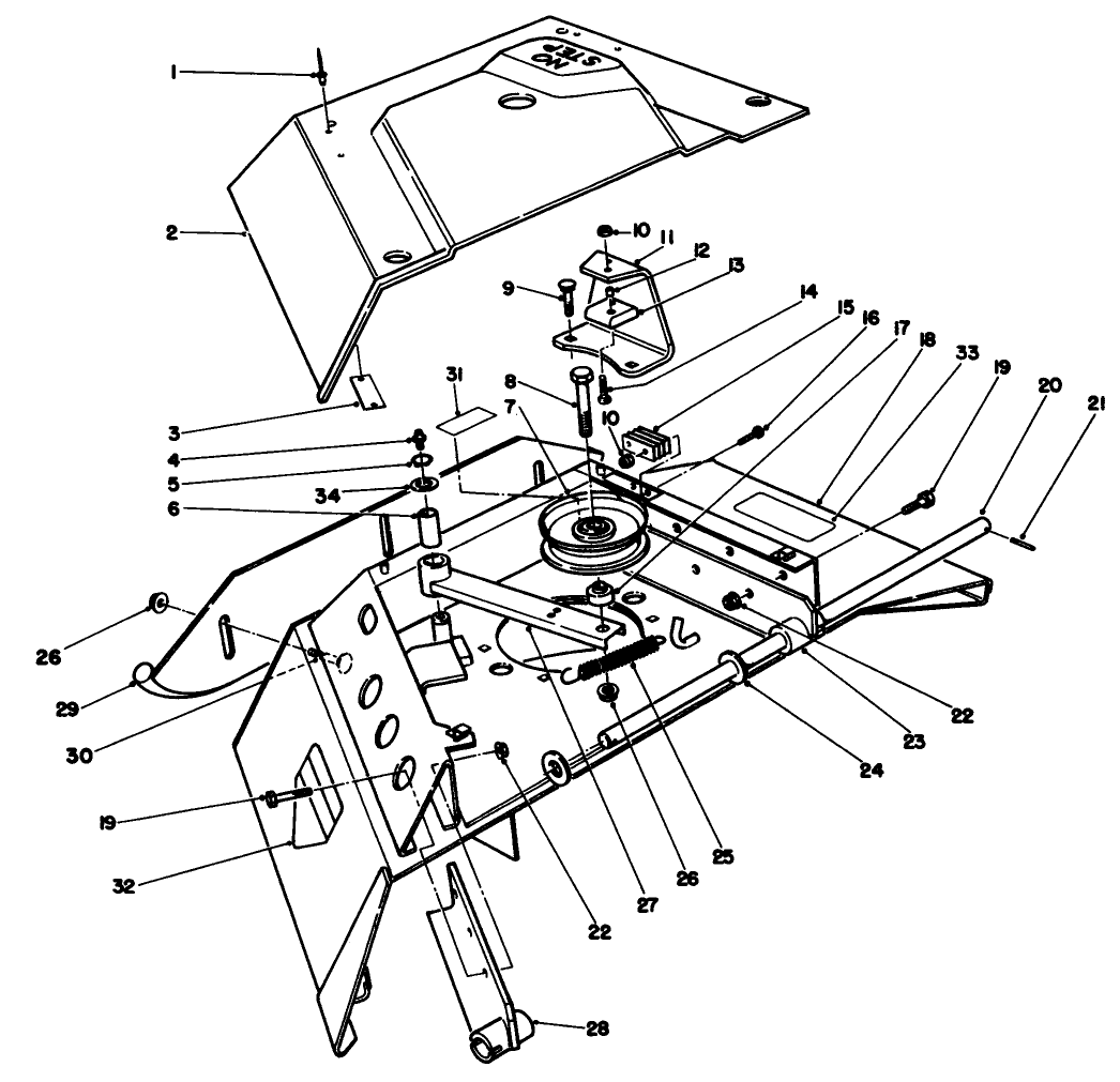 Center Deck Model No. 30592 Right Wing Assembly