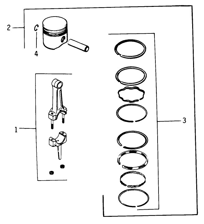 Engine Kohler Model No. K321s Spec. No. 60434 Piston & Rod Group 22