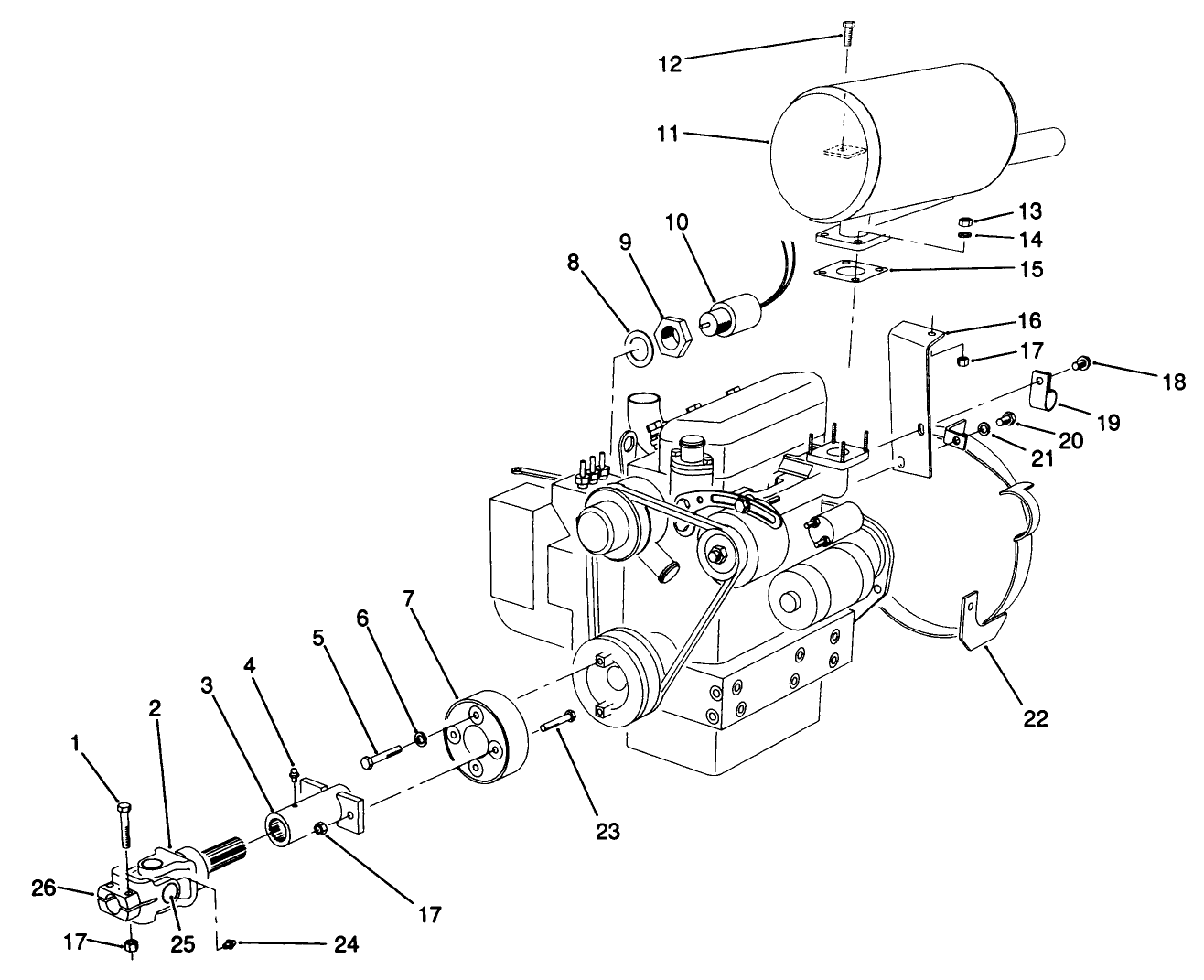 Muffler & Pump Drive Assembly