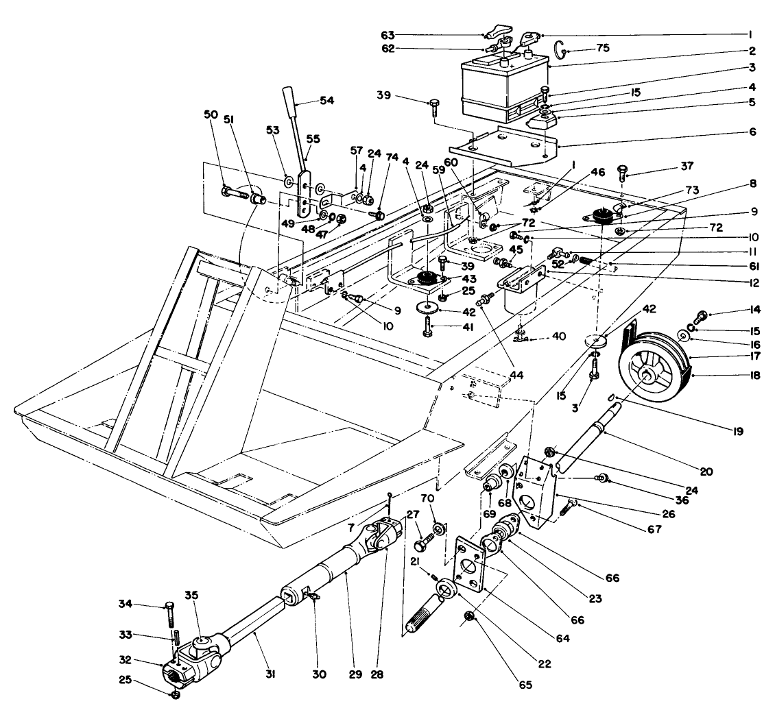 Power Take Off, Battery, And Engine Mount Assembly