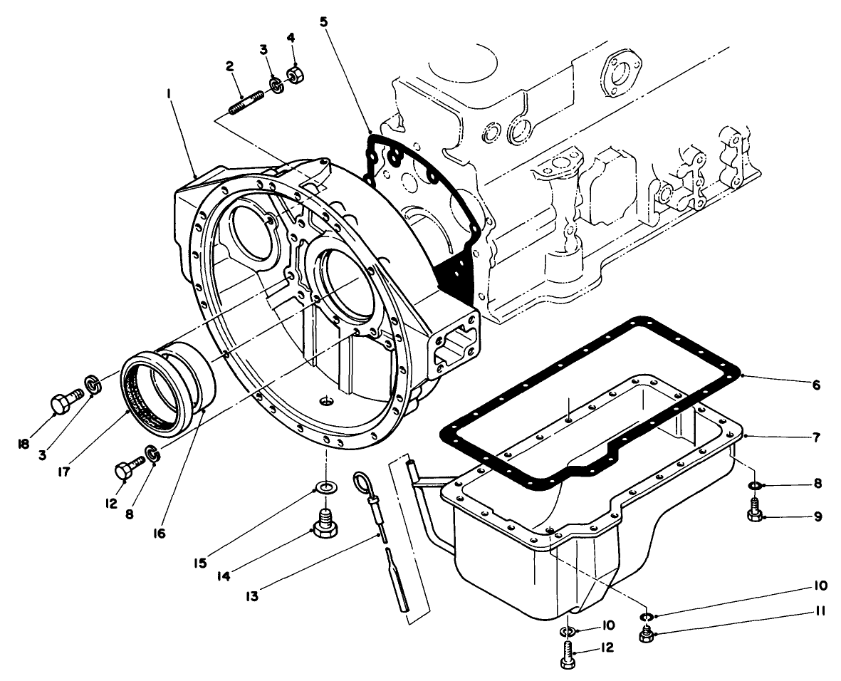 Flywheel Housing & Oil Pan Assembly