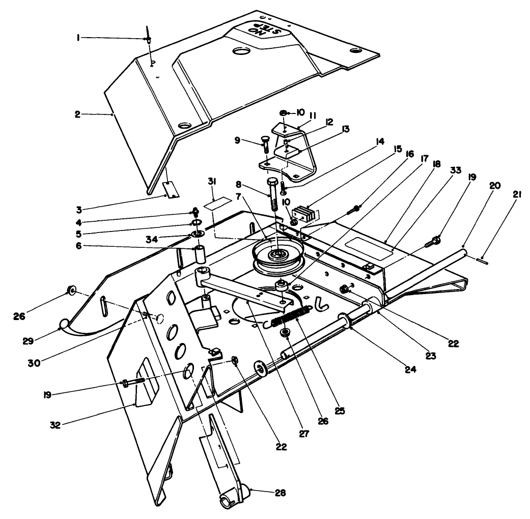 Center Deck Model No. 30592 Right Wing Assembly