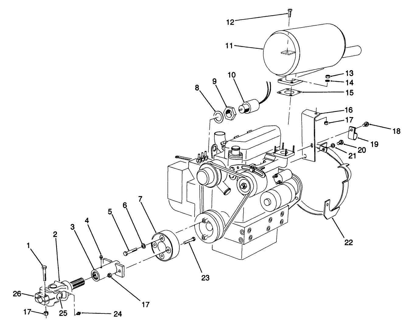 Muffler & Pump Drive Assembly