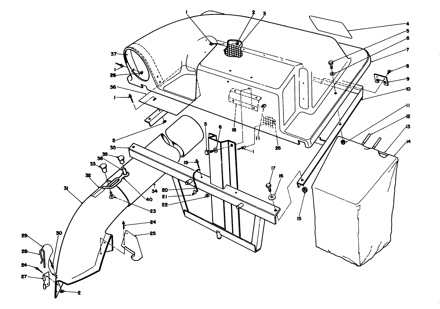 Twin Bagger Grass Catcher Model 59184 (optional)