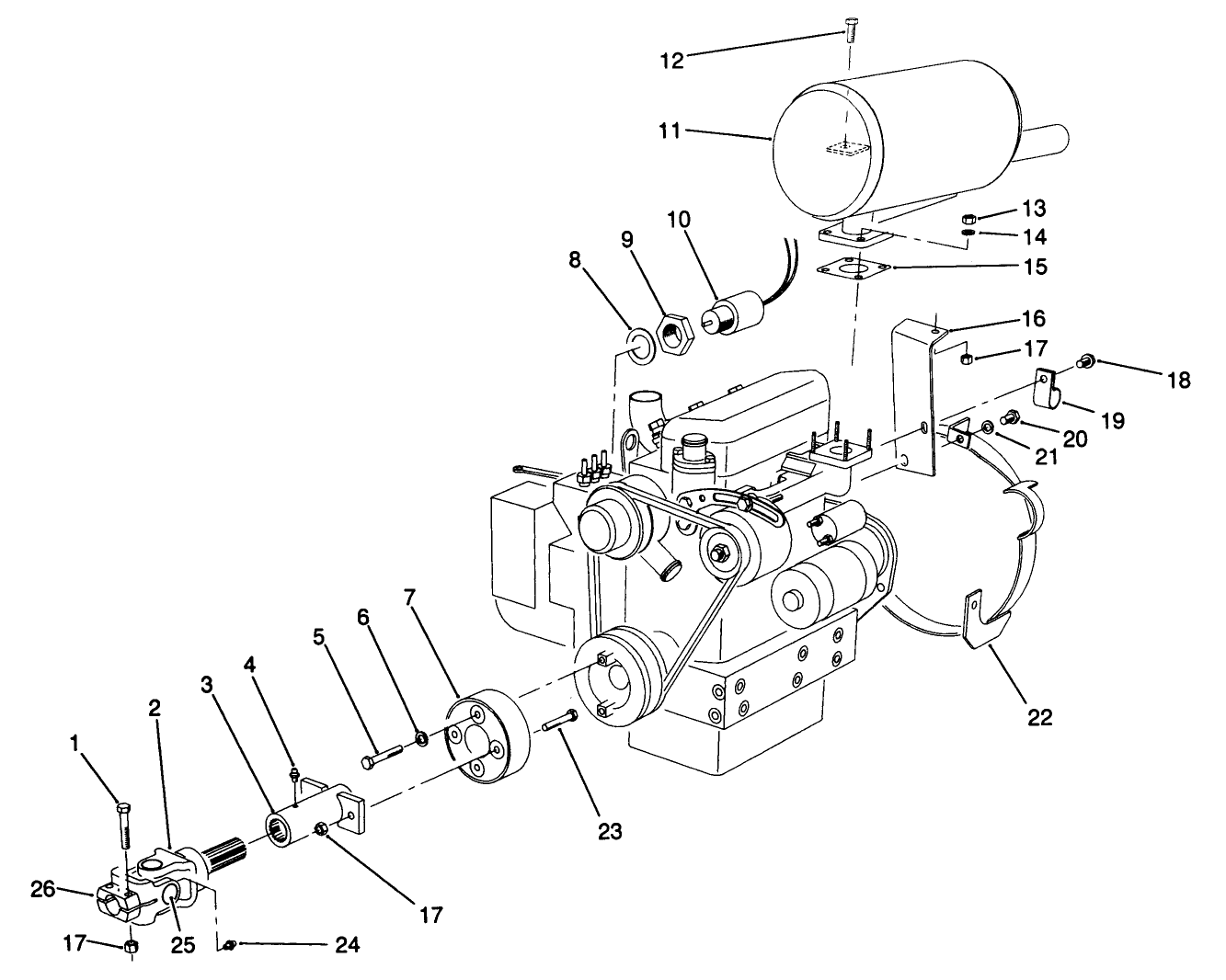 Muffler & Pump Drive Assembly