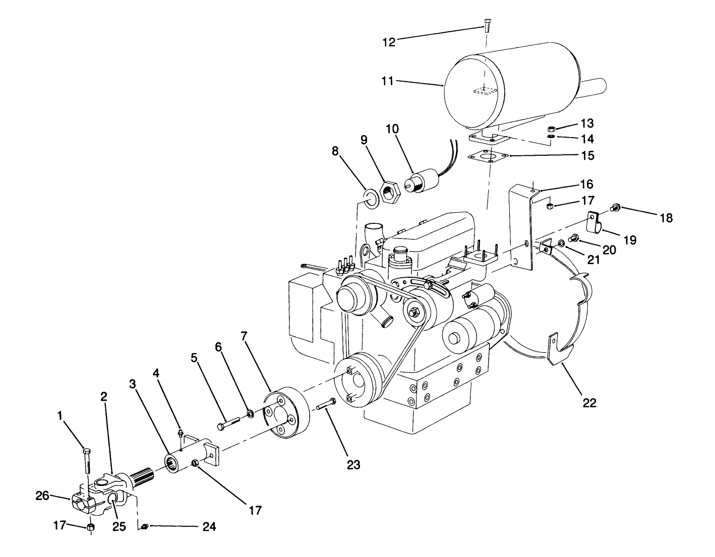 Muffler & Pump Drive Assembly