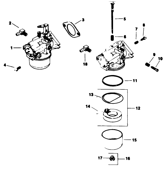 Carburetor-Engine Kohler Model No. M16qs Spec No. 711563
