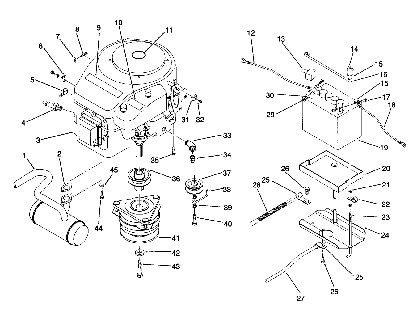 Engine And Battery Mount Assembly