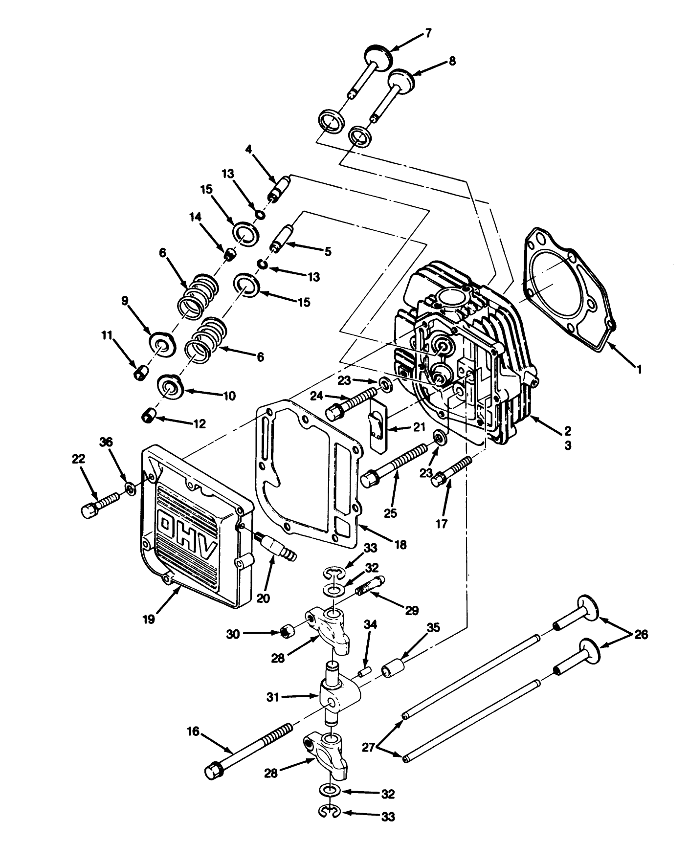 14hp Engine Cylinder Head & Valves Assembly