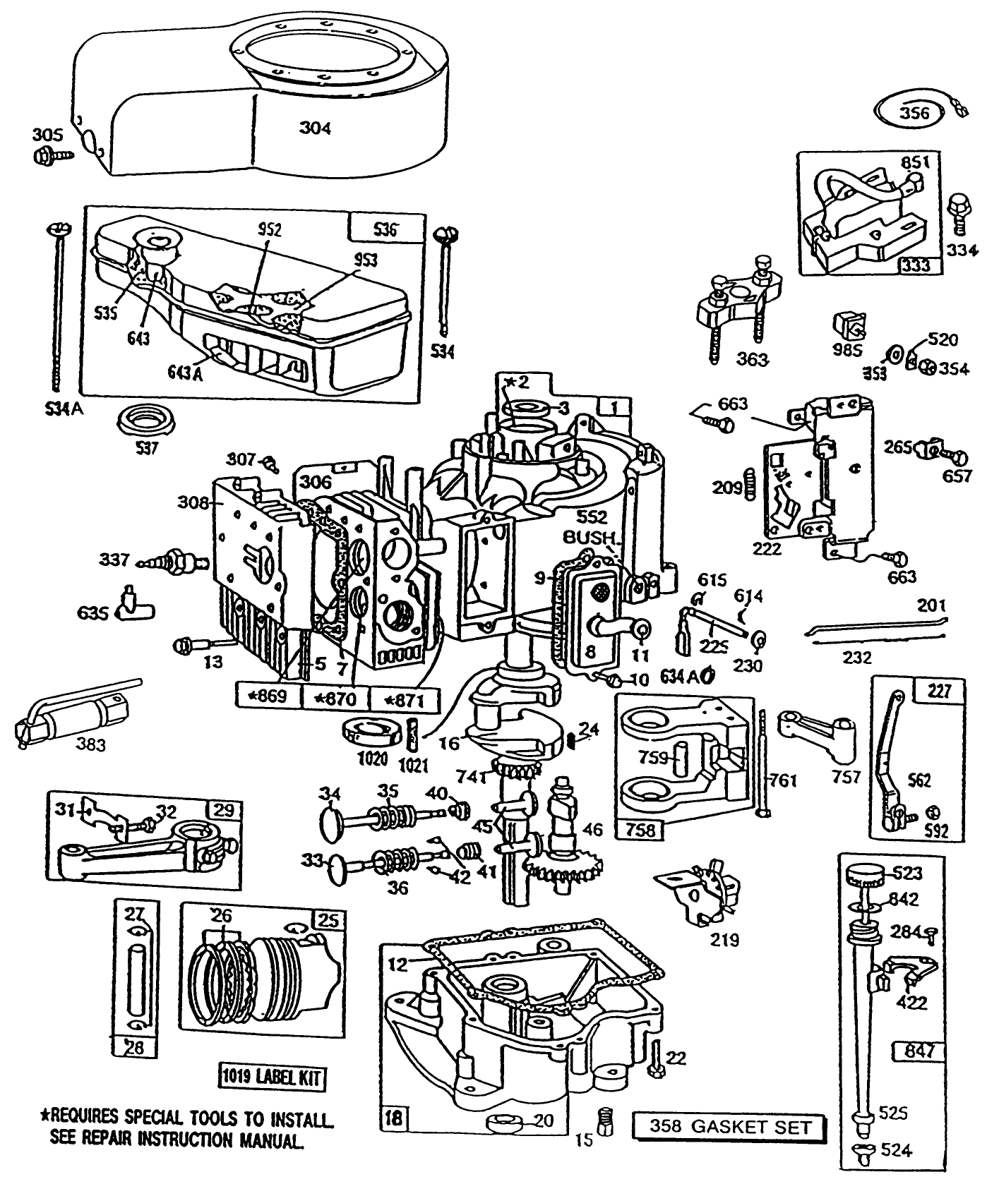 10hp Engine Briggs & Stratton Model No. 256707 Type No. 0126-01