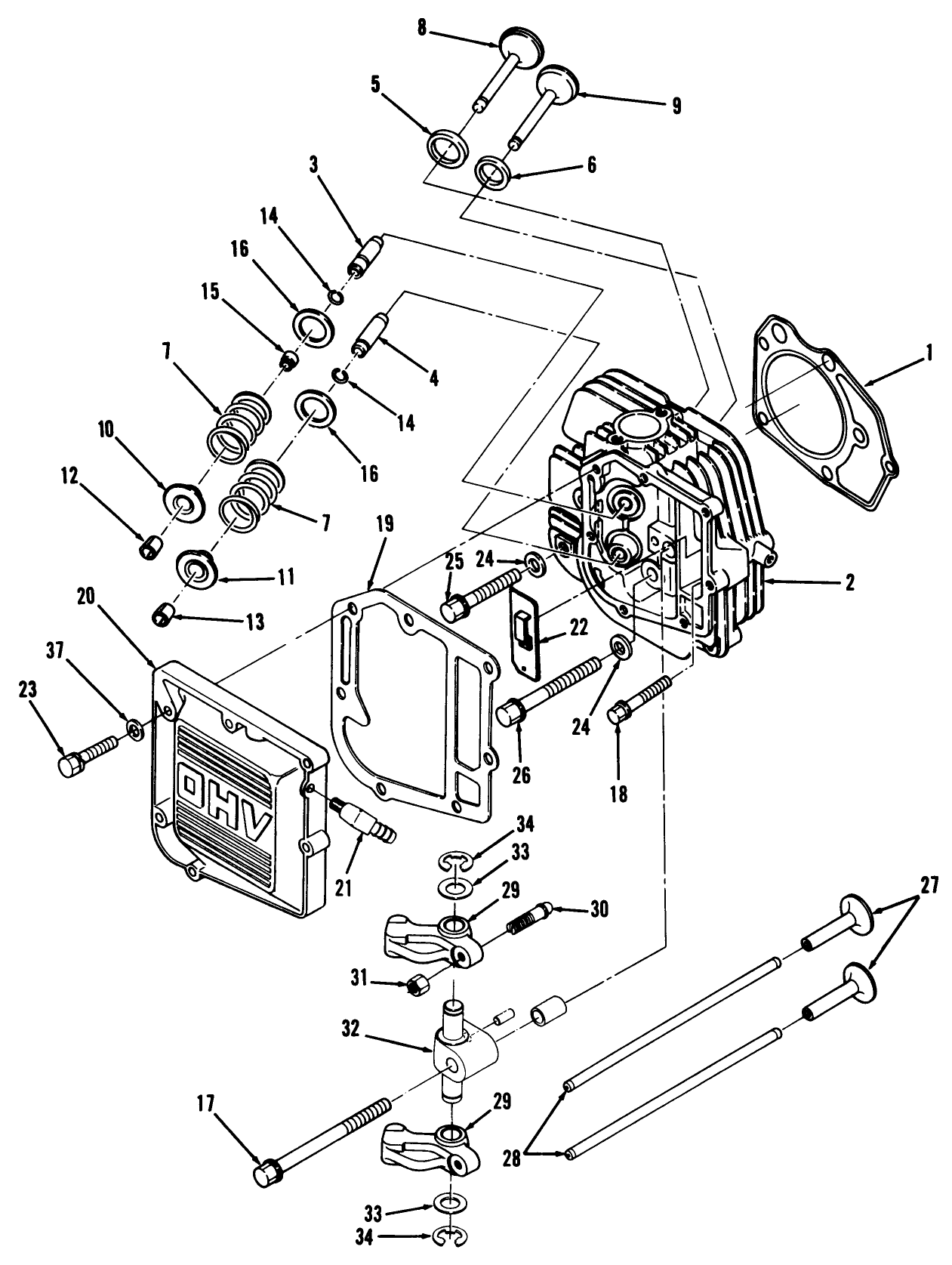 12hp Engine Cylinder Head & Valves Assembly