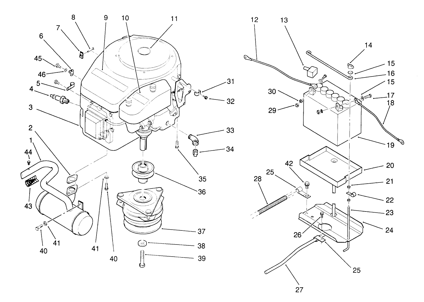 Engine And Battery Mount Assembly