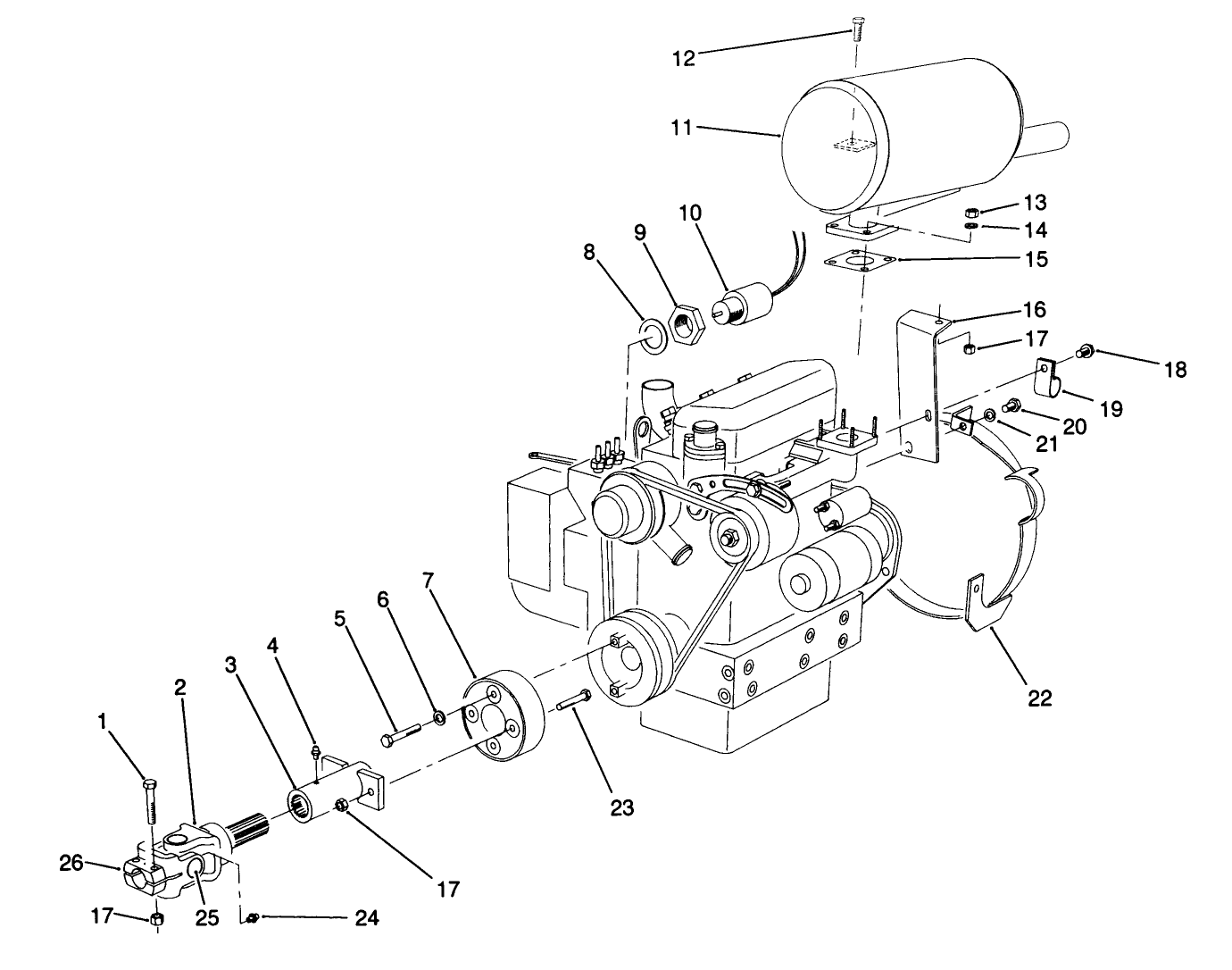 Muffler & Pump Drive Assembly