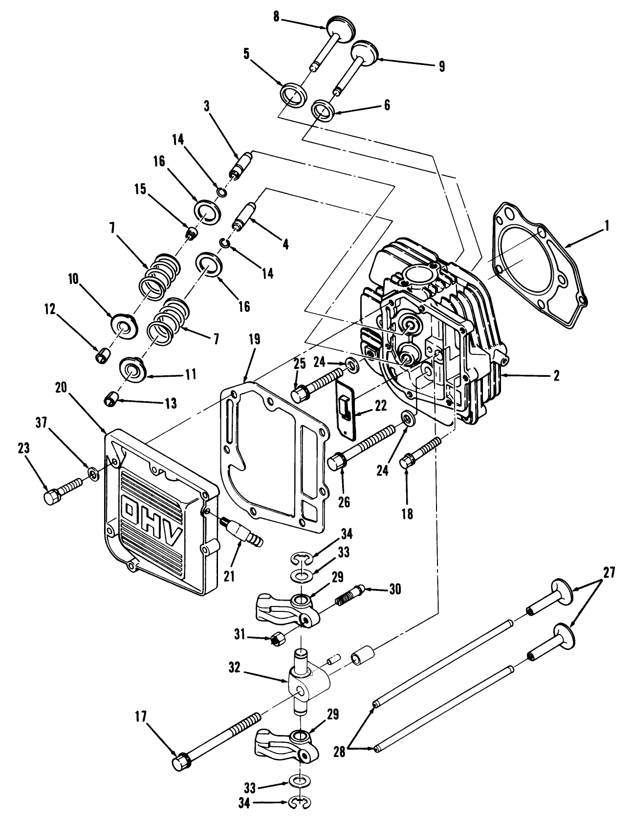 12hp Engine Cylinder Head & Valves Assembly