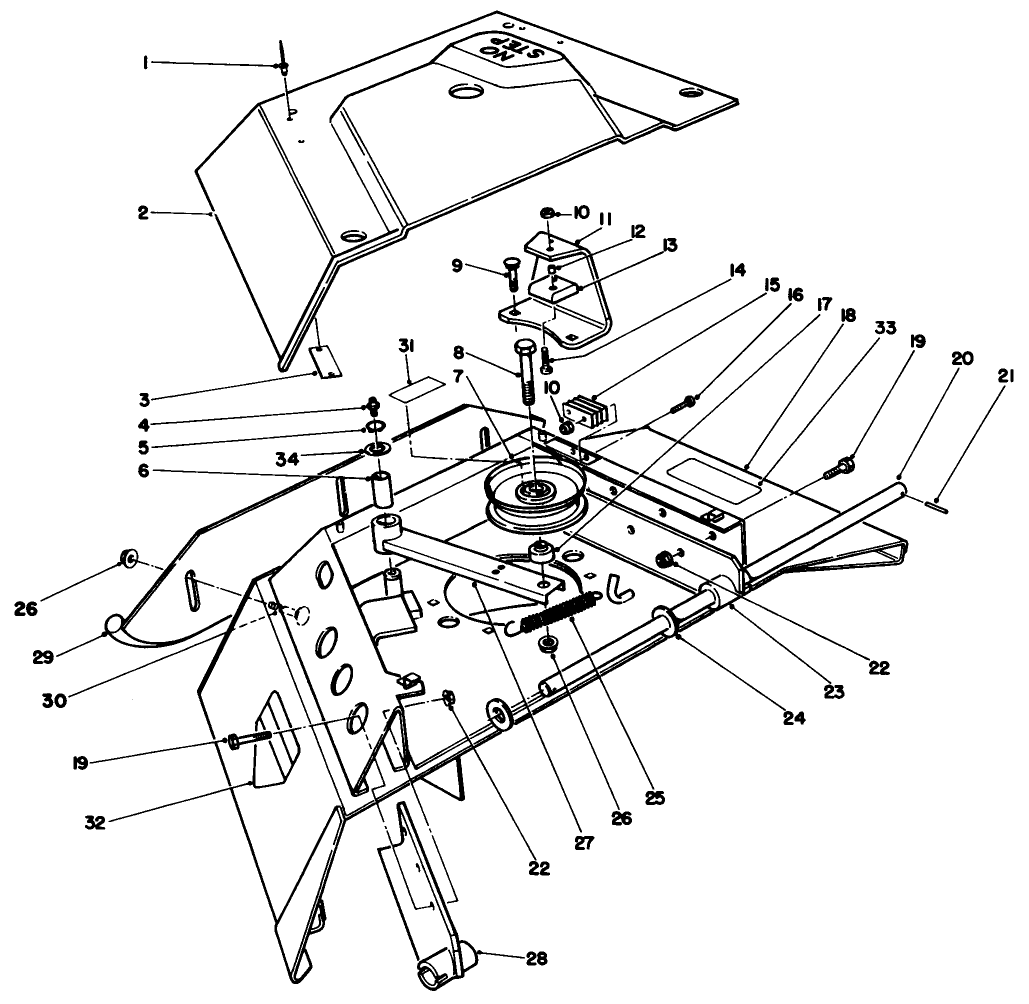 Center Deck Model No. 30592 Right Wing Assembly