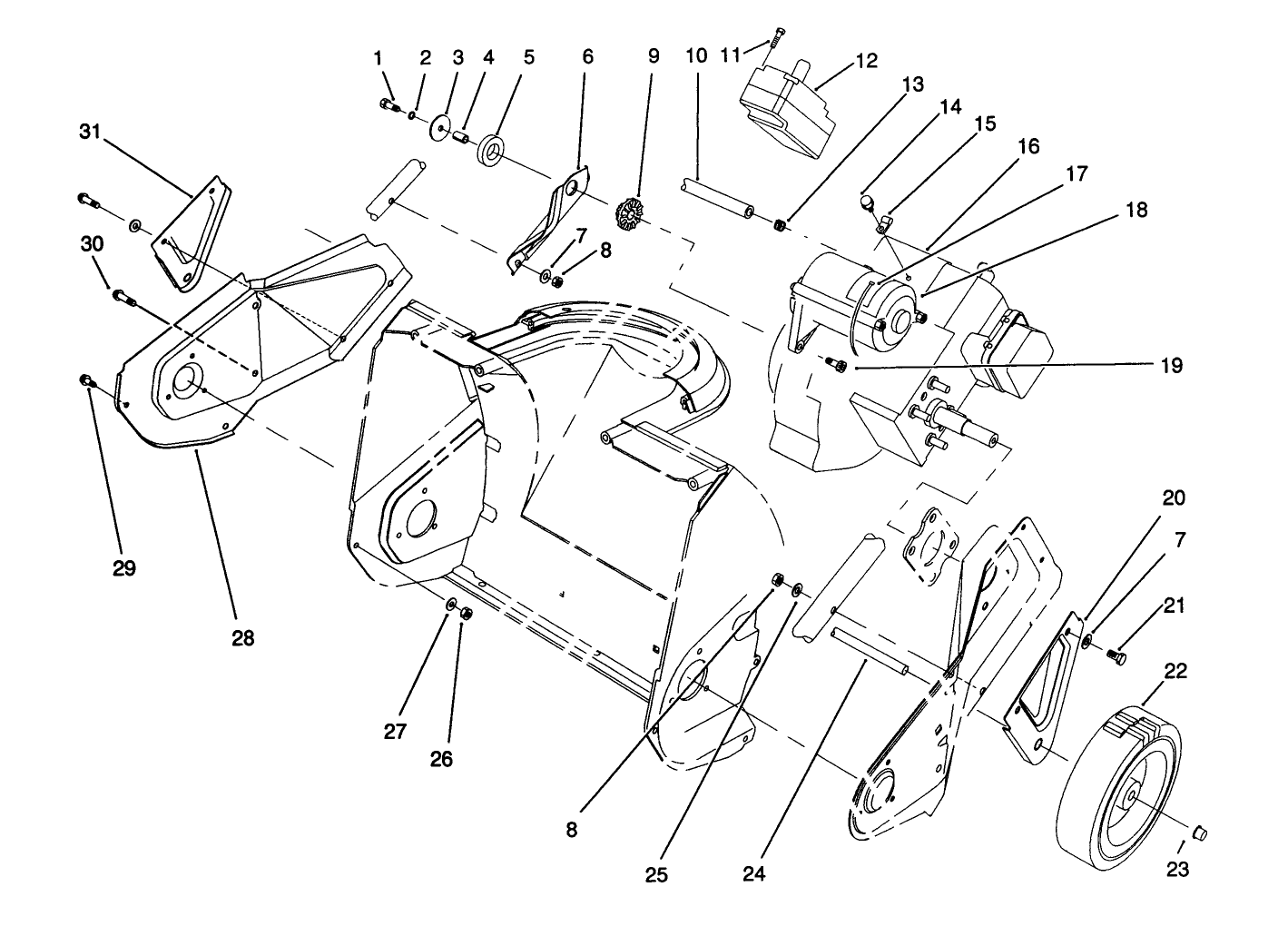 Engine and Wheel Assembly
