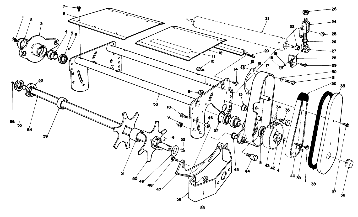 R.h. & L.h. Dethatcher Reel Assembly (optional) R.h Model No. 03732 & L.h. Model No. 03730