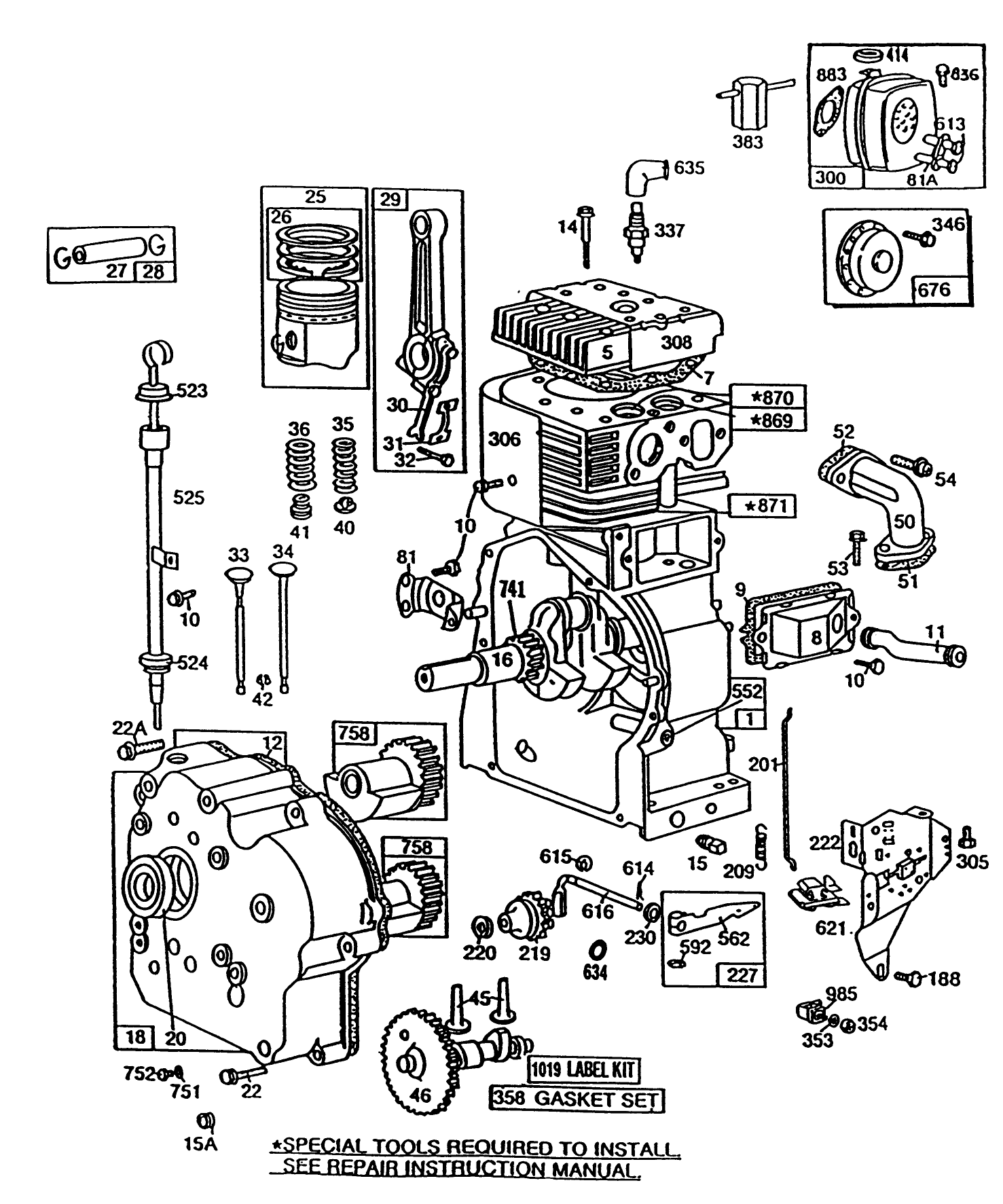 Engine Briggs & Stratton Model 252416 Type 0756-01 & 0757-01